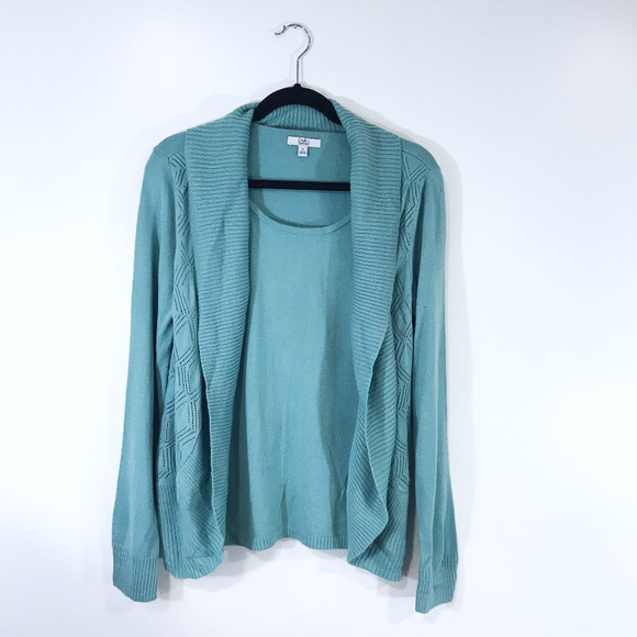 croft & barrow Sweaters - [Croft & Barrow] Teal Knit Layered Top